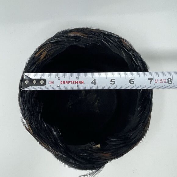 Vintage Pillbox Feather Hat Black Brown Feathers Stylish Retro 50s/60s main image 2